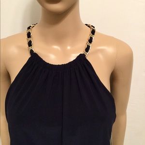 COPY - Navy Jumpsuit by Laundry chain neck clasp blouson